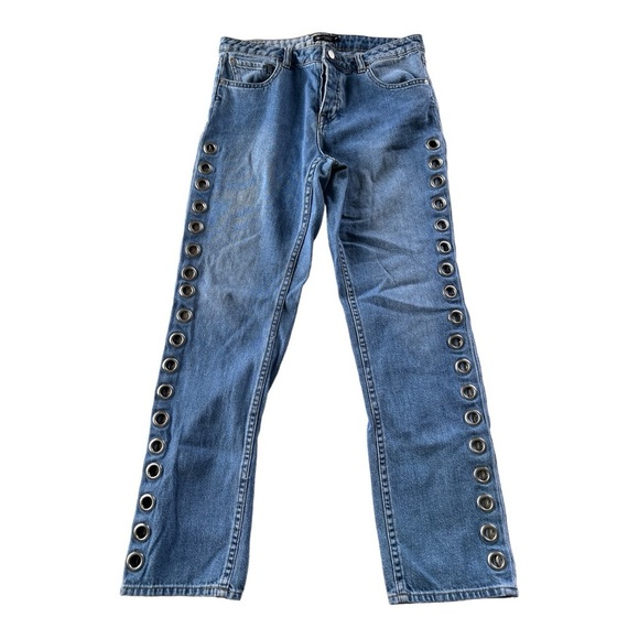 Volcom Georgia May Jagger GMJ Boyfriend Grommet Jean Light Blue Size 27 - Picture 2 of 15